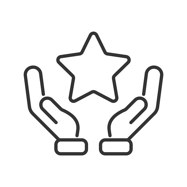 Sinal de estrela à mão Qualidade do serviço