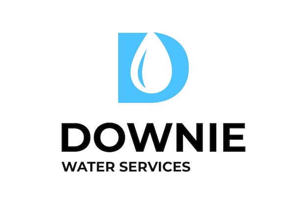 Sinal de ilustração D com gotas de água dentro do design do logotipo