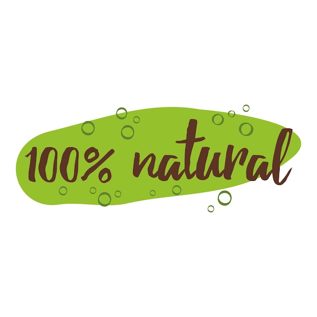 Sinal de letras vetoriais manuscritas com texto natural para rótulo ou crachá de produtos orgânicos