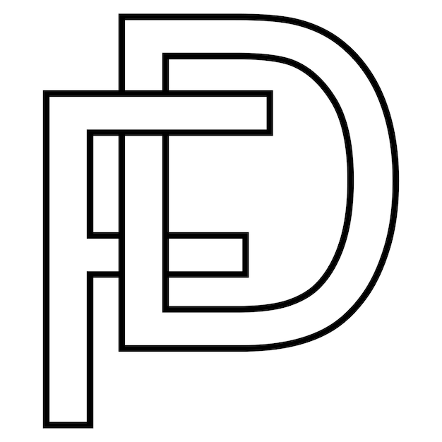 Sinal de logotipo fd df ícone nft fd letras entrelaçadas fd