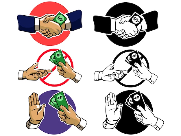 Vetor sinal de mão anti-corrupção