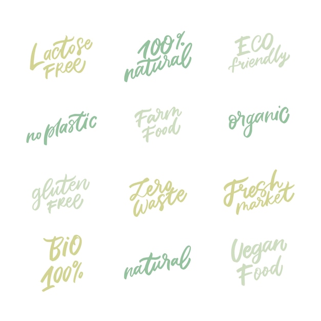 Sinal de menu vegano para menu de café design de etiqueta de letras artesanais com folha verde