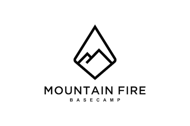Sinal de montanha de ilustração com um design de logotipo abstrato em forma de diamante