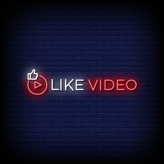 sinal de néon como vídeo com ilustração vetorial de fundo de parede de tijolos