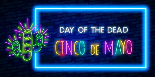 Sinal de néon de cinco de mayo