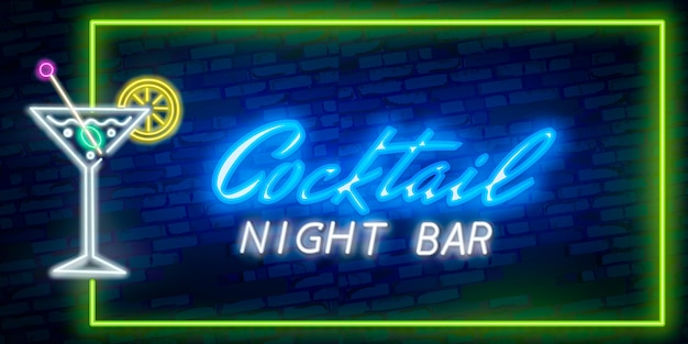 Sinal de néon de cocktail do clube nocturno