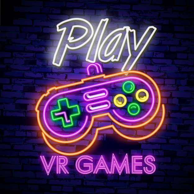 Sinal de néon de coleção de logotipos de jogos de vídeo