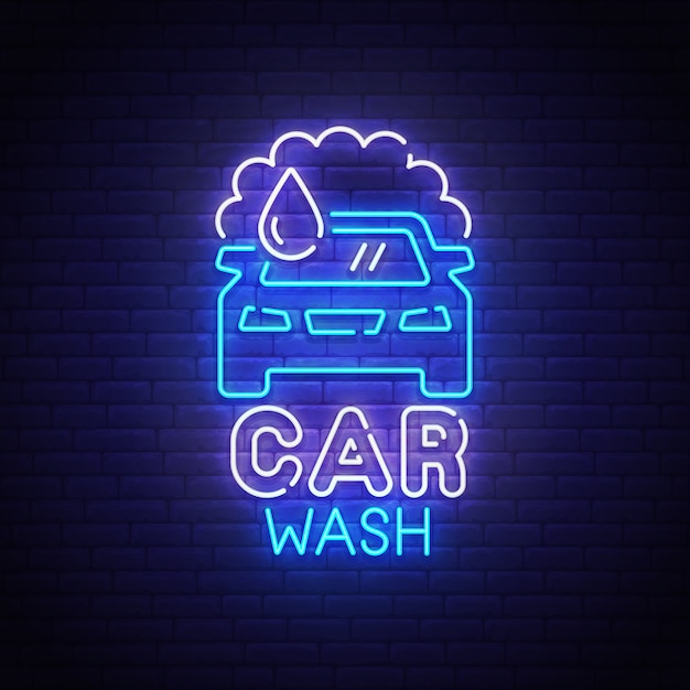 Sinal de néon de lavagem de carro