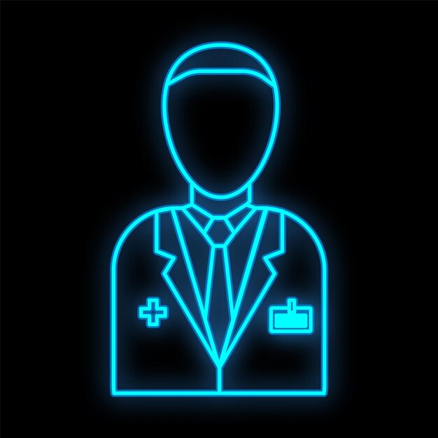 Vetor sinal de néon digital médico azul luminoso brilhante para uma farmácia ou loja de hospital lindo brilhante
