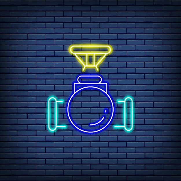 Vetor sinal de néon do conector do tubo da torneira da válvula vetorial ilustração vetorial no estilo neon