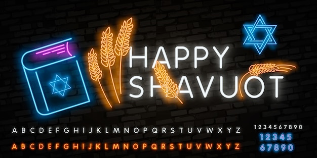 Sinal de néon isolado realista do logotipo de feriado judaico de shavuot