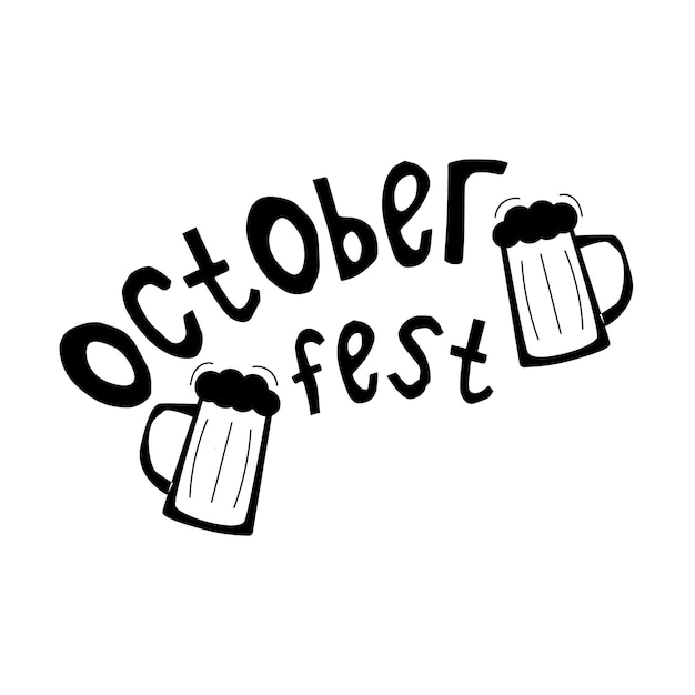 Sinal de octoberfest com copos de cerveja