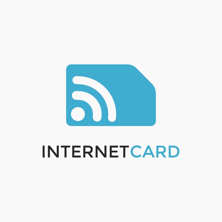 Sinal de onda da Internet e modelo de vetor de ícone de logotipo simcard em fundo branco