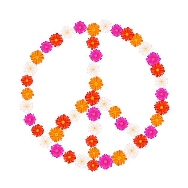 Sinal de pacifista composta de flores gerbera