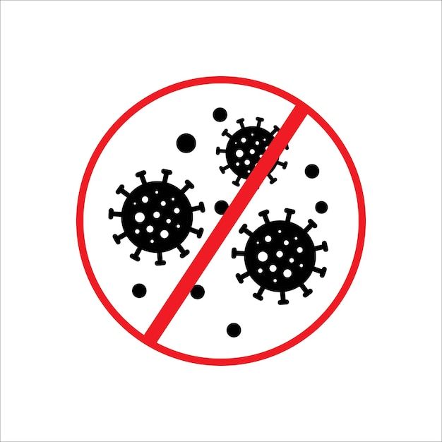 Sinal de parada de símbolo de germes de bactérias de vírus e micróbios isolados no vetor de fundo branco