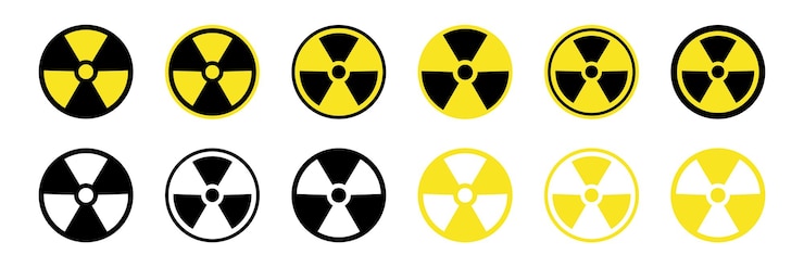 Vetor sinal de perigo de radiação símbolo nuclear ícone de radiação sinal de alerta de perigo de radiação