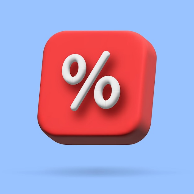 Sinal de porcentagem ilustração de ícone de vetor 3d de venda de desconto percentual