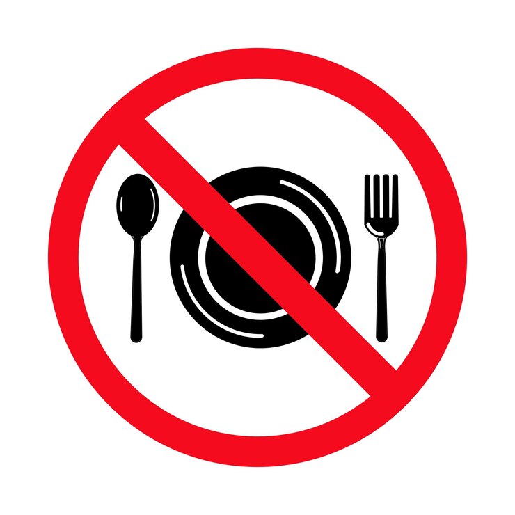Vetor sinal de proibição de comer permitido sinal vermelho sem sinal de comida não coma sinal