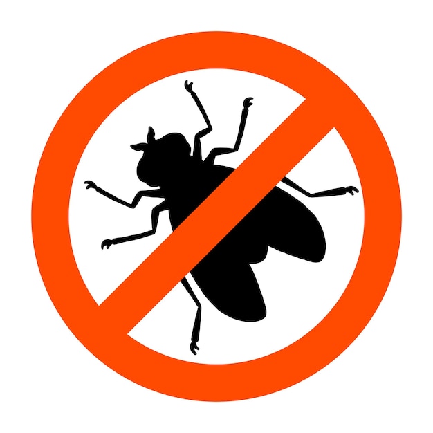 Sinal de proibição de insetos voadores silhueta preta elemento de design
