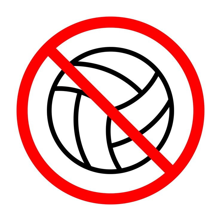 Vetor sinal de proibição de voleibol a bola de voleibol é proibida sinal de bola proibido