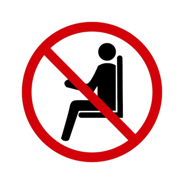 Sinal de proibido sentar sinal de proibição não é permitido sentar sinal vermelho redondo de não sentar na superfície sinal de proibido sentar