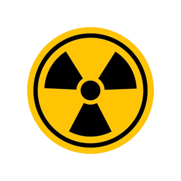 Sinal de radiação ionizante Ícone de perigo preto no símbolo redondo amarelo Ilustração do símbolo de perigo de radiação