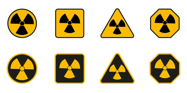 Vetor sinal de radiação. símbolo do perigo nuclear da guerra. estilo plano. ilustração vetorial eps 10