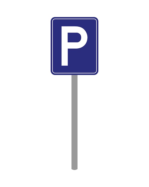 Sinal de zona de estacionamento vetorial com poste