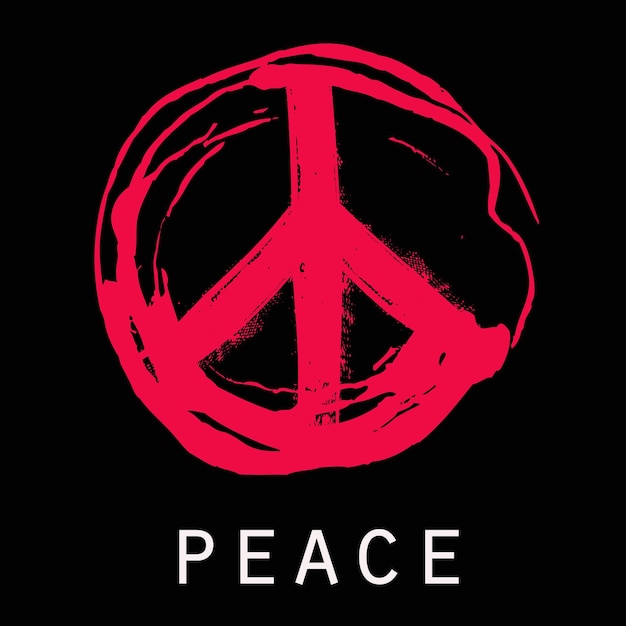Sinal desenhado à mão pacifista paz hippie símbolo grunge círculo pincel isolado no fundo branco
