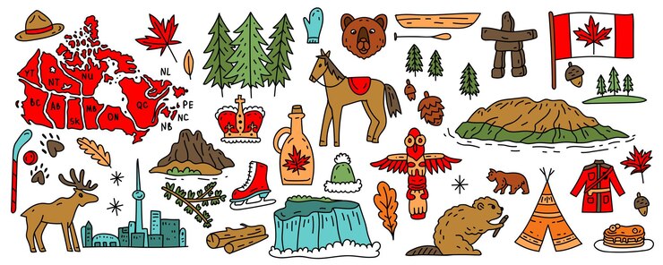 Vetor sinal e símbolo do canadá, ícones planos de elementos infográficos definidos turismo