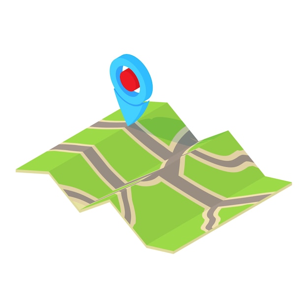Sinal GPS no ícone do mapa em estilo cartoon isolado em fundo branco ponto símbolo vetor ilustração