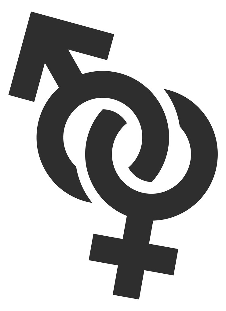 Vetor sinal masculino e feminino vinculados símbolo de amor heterossexual