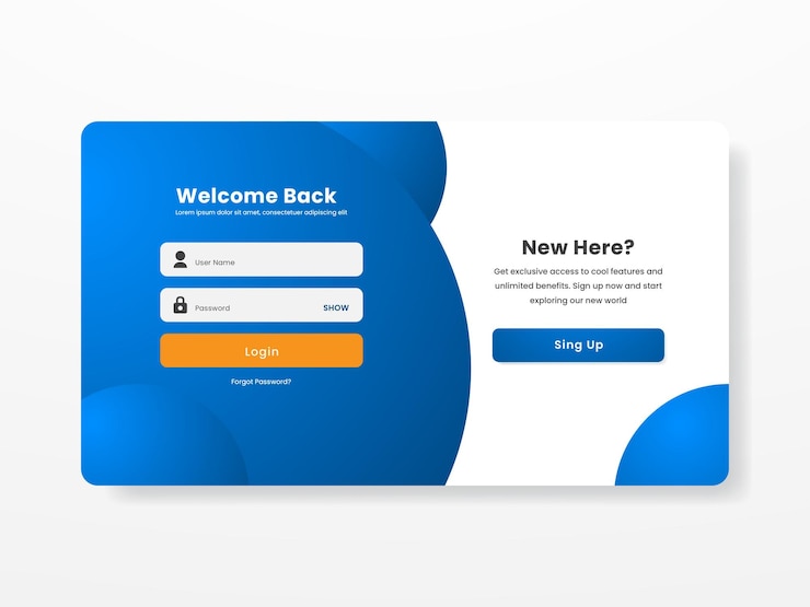 Vetor sinal na interface de usuário ui página layout de design de banner