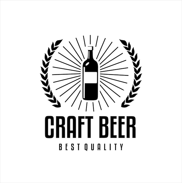 Sinal ou rótulo de crachá da empresa de cerveja artesanal ilustração vetorial design vintage para empresa vinícola