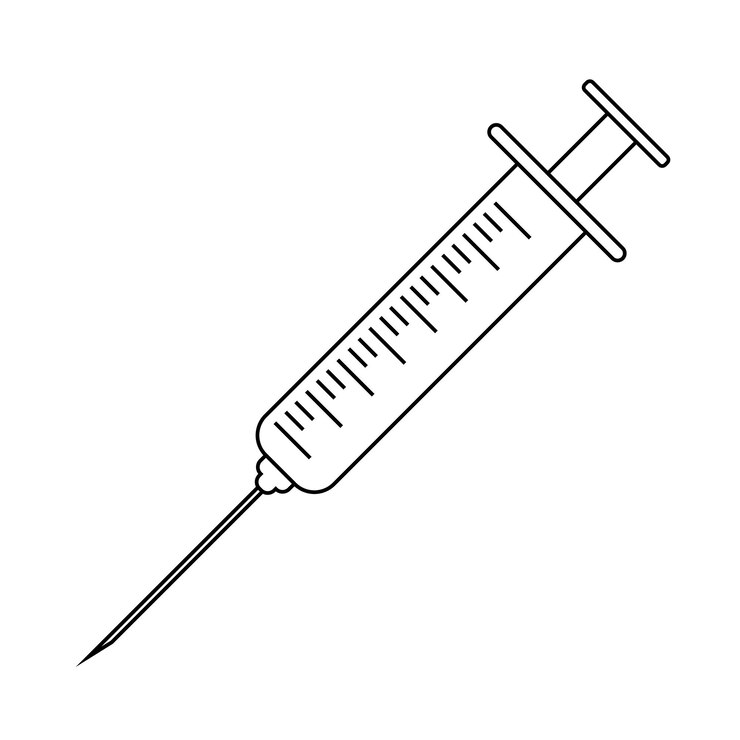 Sinal plano de seringa médica Conceito de ferramentas médicas