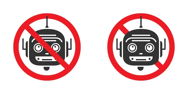 Sinal proibido de inteligência artificial nenhum ícone de robô ilustração em vetor