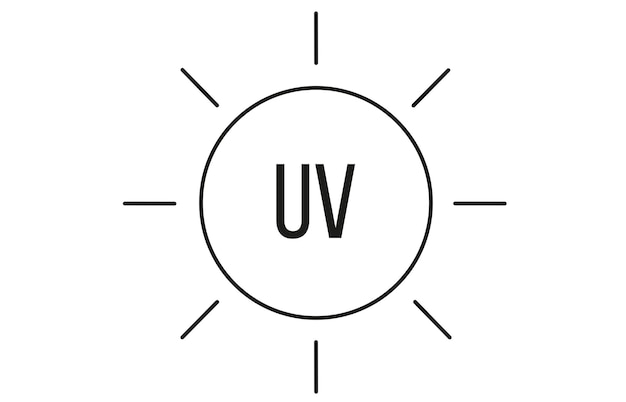 Sinal UV da forma do sol em um fundo branco