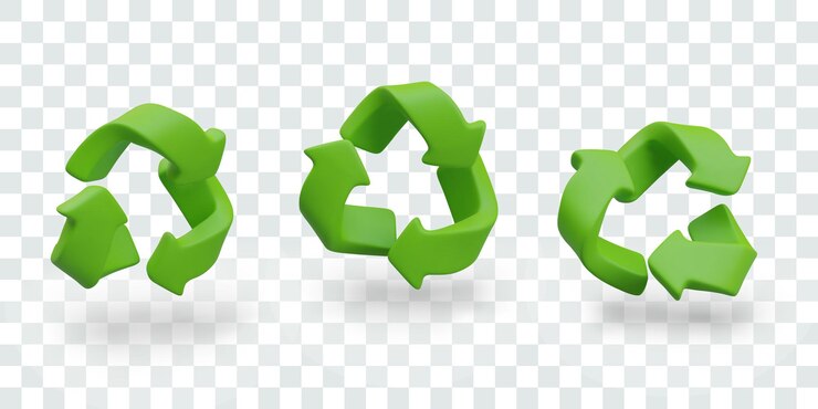 Sinal verde de reciclagem triângulo de setas verdes classificação e processamento de lixo