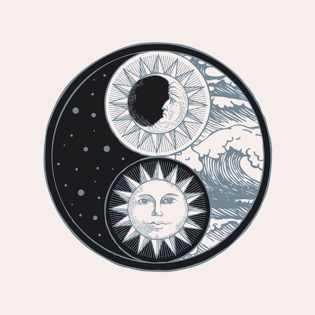 Sinal yin yang sol e lua