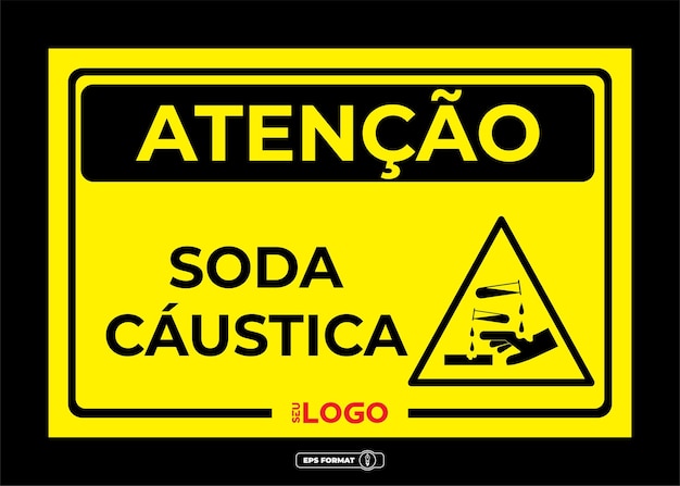 Sinalização atenção - soda cáustica