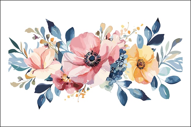 Sinfonia Floral Belos Desenhos de Flores em Aquarela