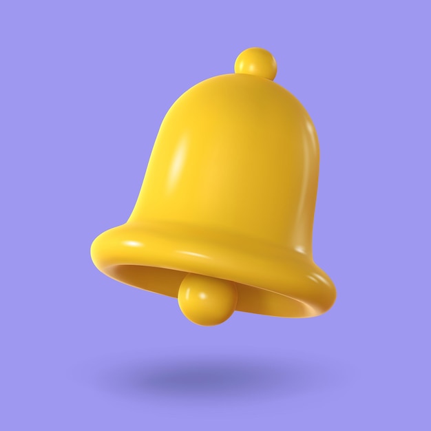 Sino de mão realista 3d em fundo violeta ilustração vetorial