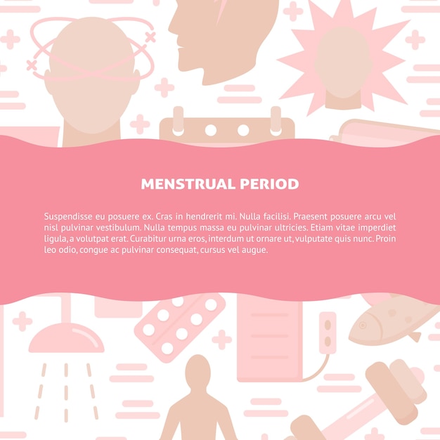 Síntomas da menstruação e conceito de tratamento banner