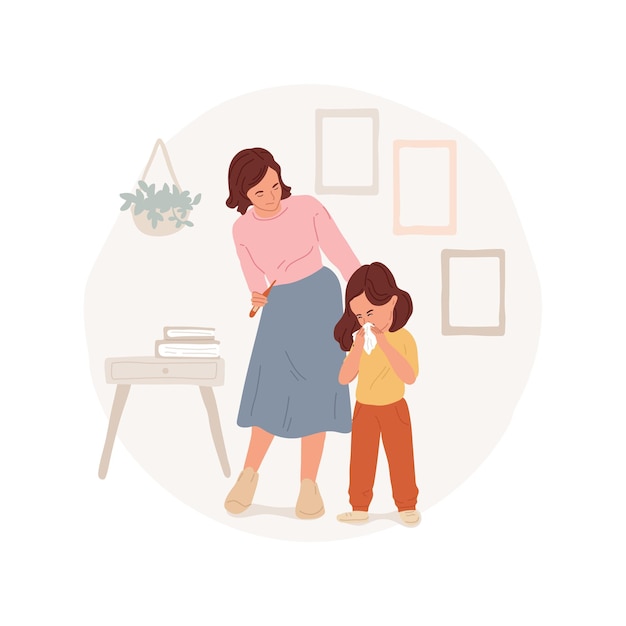 Sintomas de gripe isolados ilustração vetorial de desenho animado