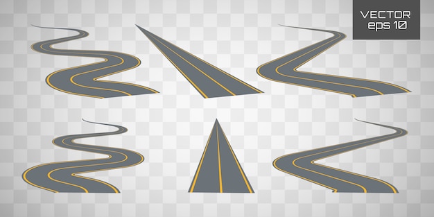 Sinuosa estrada curva ou estrada com marcações.