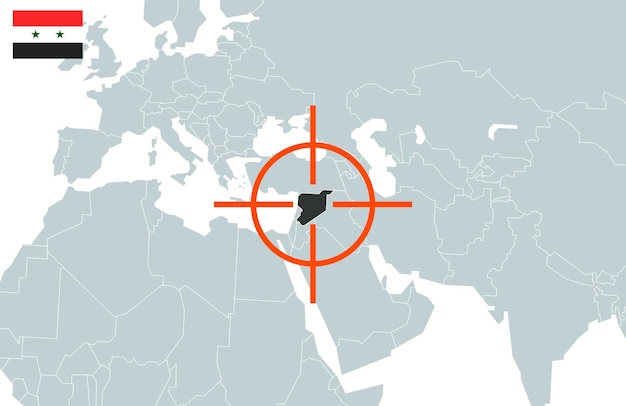 Síria no mapa mundial em perspectiva.