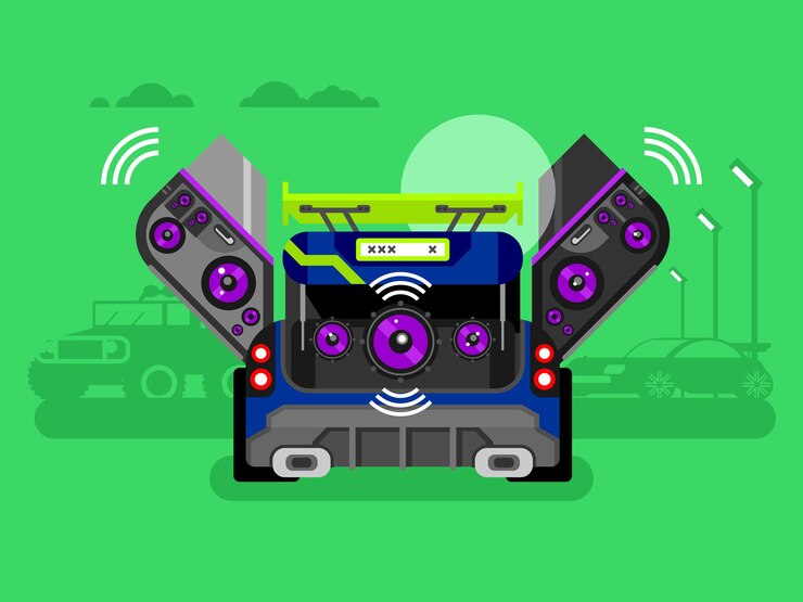 Vetor sistema audio do carro
