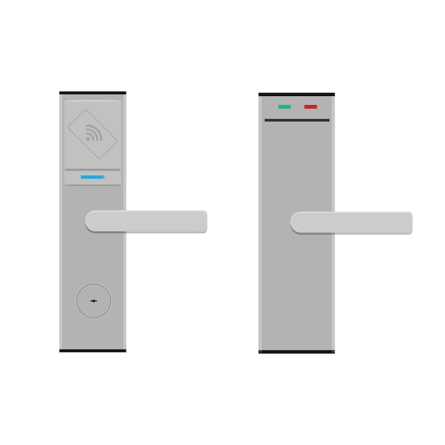 Sistema de bloqueio de chave de porta de cartão inteligente em hotel isolado em fundo branco vector