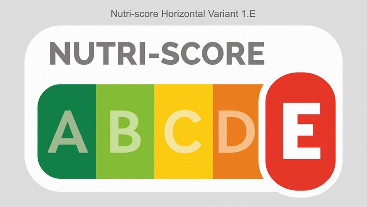 Vetor sistema de classificação nutriscore alimentos nível de açúcar bebidas marca etiqueta variante horizontal 1 e