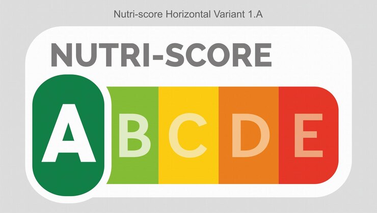 Vetor sistema de classificação nutriscore alimentos nível de açúcar bebidas marca rótulo variante horizontal 1 a